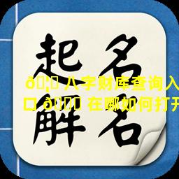 🦊 八字财库查询入口 🍀 在哪如何打开
